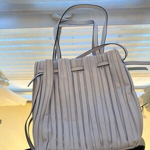 Zara Pleated Cream Tote Bag